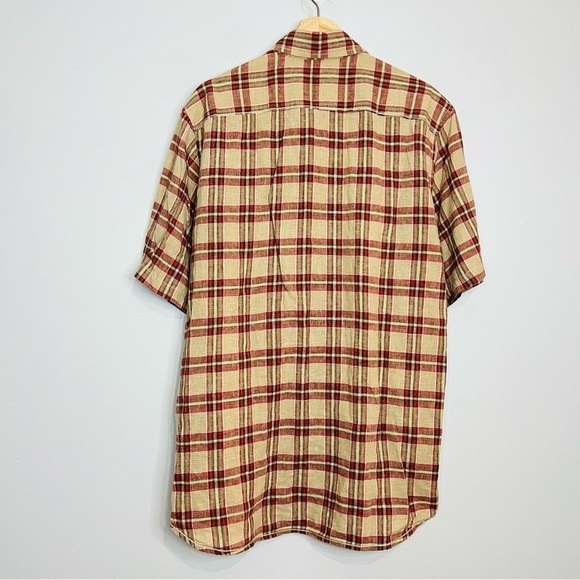 Timberland Linen Blend Plaid Lightweight Button Up Medium - Picture 5 of 6